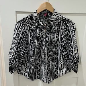 Black and white geometric print jacket
